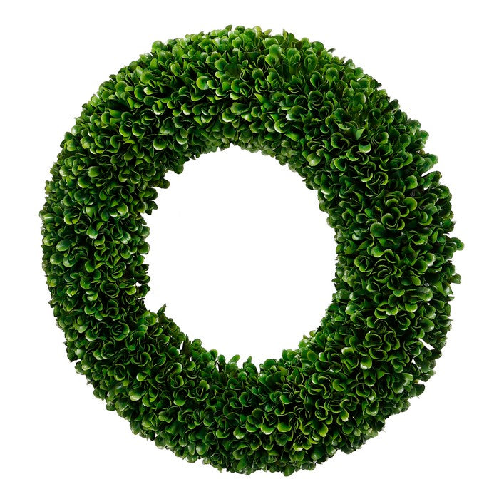 Round Faux Boxwood Plastic Wreath forDecoration, Green