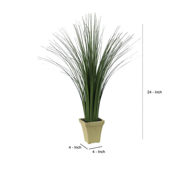 Decorative Polyester Real Like Grass with Ornamental Pot, Green