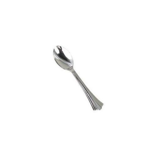 Eco Products Reflections Heavyweight Plastic Utensils, Spoon, Silver, 6 1/4", 40/Pack WNAREF320SP