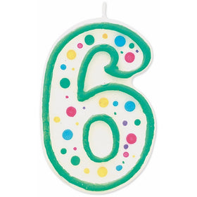 Wilton W91-06 Numeral Candle, 3-Inch by 1.5-Inch, No. 6, Green, 1-Pack