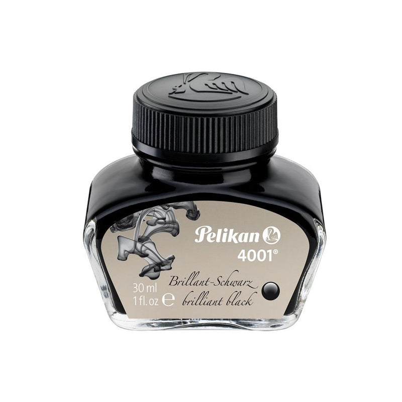 Pelikan 4001 Bottled Ink for Fountain Pens, Brilliant Black, 30ml, 1 Each (301051)