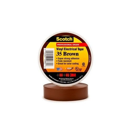 Scotch Vinyl Color Coding Electrical Tape 35, 3/4 in x 66 ft, Brown