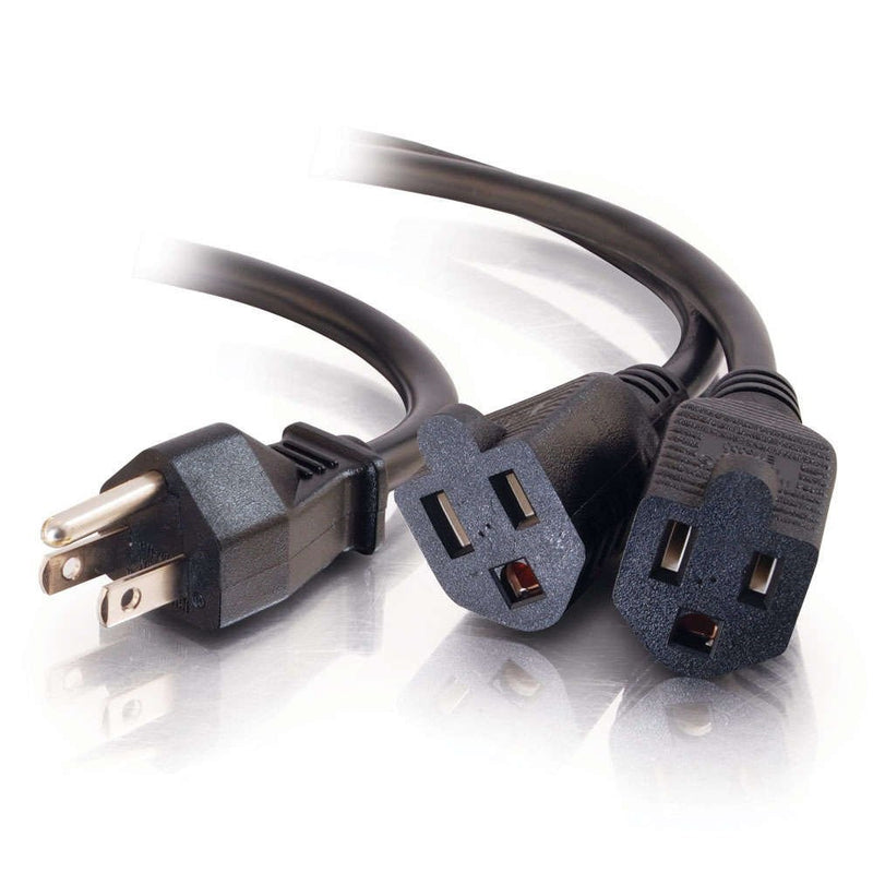 C2G/Cables to Go 29802 16 AWG 1-to-4 Power Cord Splitter (NEMA 5-15P to 4 NEMA 5-15R) TAA Compliant, Black (18 Inch)