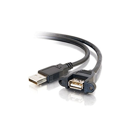 C2G 28062 Panel-Mount USB 2.0 A Male to A Female Cable, Black (1.5 Feet, 0.45 Meters)