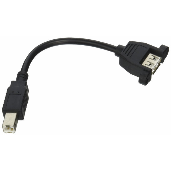 C2G 28065 Panel-Mount USB 2.0 A Female to B Male Cable, Black (6 Inches)