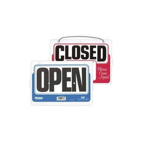 Headline Sign Double-Sided Open/Closed 8 Inches by 11 Inches Sign with Dial-A-Time Will Return Feature (9385)