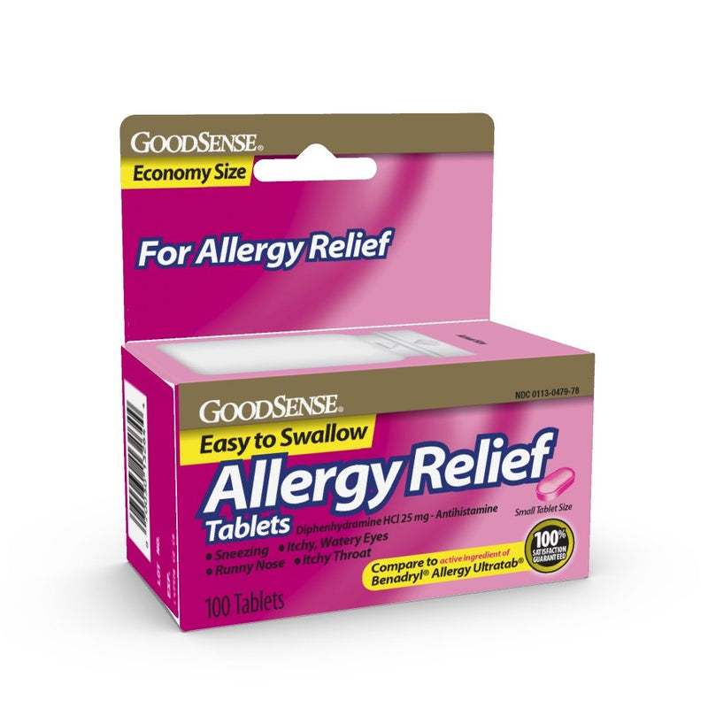 GoodSense Allergy Relief, Diphenhydramine HCL Antihistamine, 25 mg, 100 Count