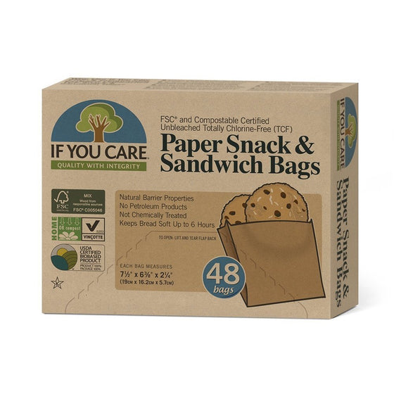 IF YOU CARE Unbleached Sandwich Bags, 48 Count