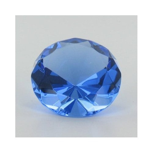 Mother's Day Special: Blue Glass Crystal Diamond Shaped Paperweight 2.25"