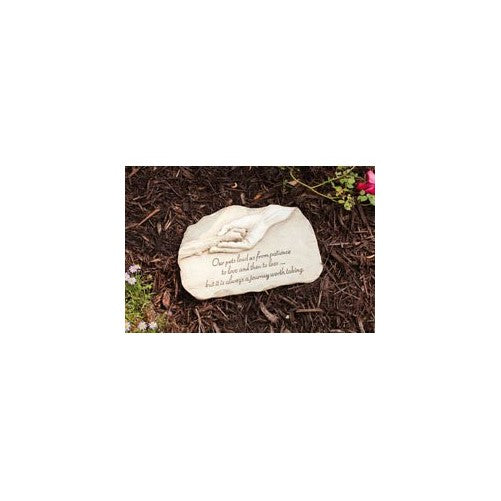 Evergreen Garden Dog Paw in Hand Devotion Painted Polystone Stepping Stone - 12”W x 0.5”D x 7.5”H