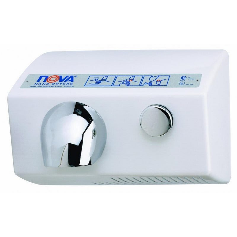 World Dryer Nova 5 0112 Aluminum White Push Button Hand Dryer - 120V