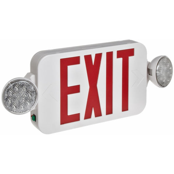 Morris Products 73050 Combo LED Exit Emergency Light, Standard Type, Red LED Color, White Housing