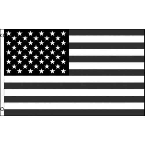 3x5 Foot Polyester Black and White American Flag Recession USA