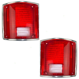 Driver and Passenger Taillights Lens with Chrome Trim Replacement for Chevrolet GMC Pickup Truck SUV 5968329 5968330