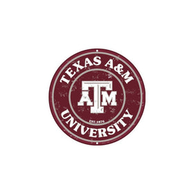 Texas A & M 12 Inch Embossed Metal Nostalgia Circular Sign