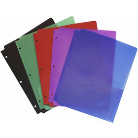 Storex Thicker Poly Two-Pocket Folder with Holes, 5 Pack, Assorted Colors (50230U01C)