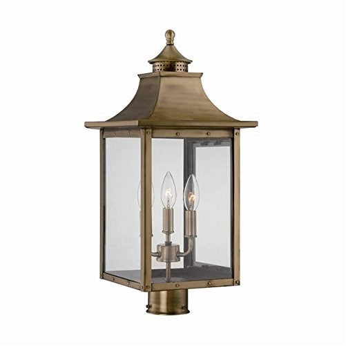 Acclaim 8317AB St. Charles Collection 3-Light Post Mount Outdoor Light Fixture, Aged Brass