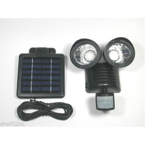 Motion Sensor Solar Security Spotlight 22 LED Dual Outdoor Flood Light - Black