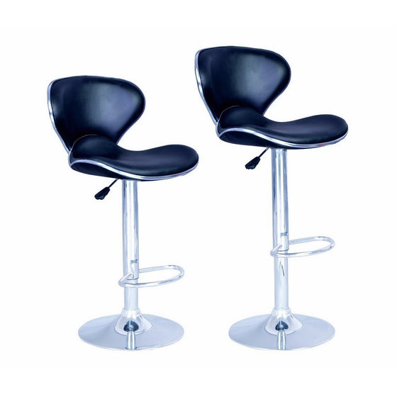 New Modern Adjustable Synthetic Leather Swivel Bar Stools Chairs-Sets of 2