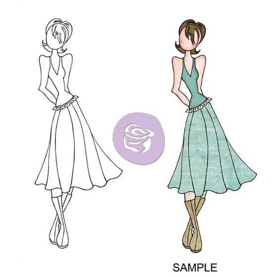 Prima Marketing DOLL9-10389 Mixed Media Doll Cling Rubber Stamp with Short Flip Hairdo, Megan