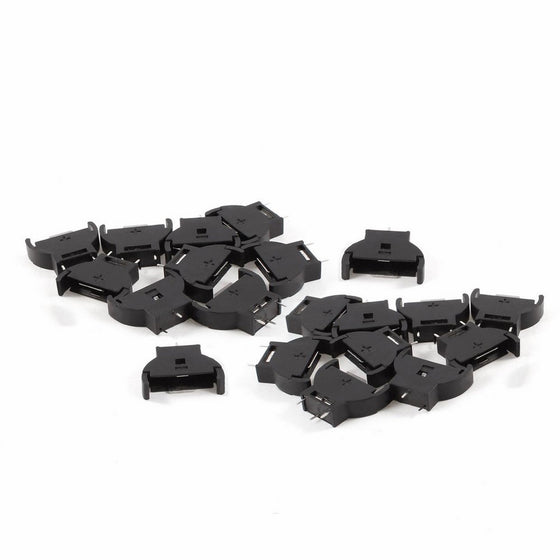 Saim Plastic Shell CR2032 Button Cell Battery Sockets Holder Case Black 20 Pcs
