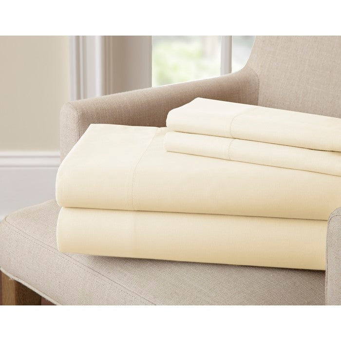 Sassuolo 4 Piece Bamboo Rich Queen Size Sheet Set with 220 Thread Count, Cream