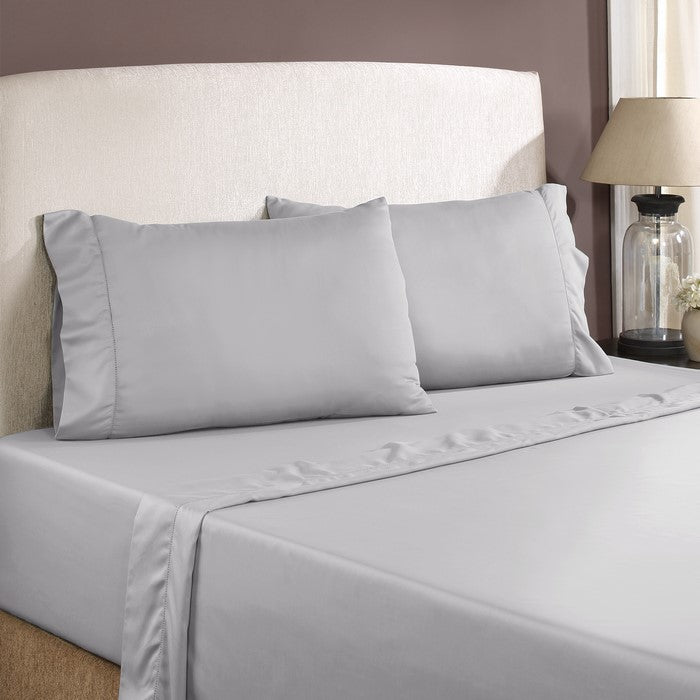 Nancy 4 Piece 1200 Thread Count Full Size Cotton Sheet Set The Urban Port, Silver