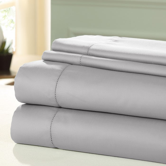 Nancy 4 Piece 1200 Thread Count Full Size Cotton Sheet Set The Urban Port, Silver