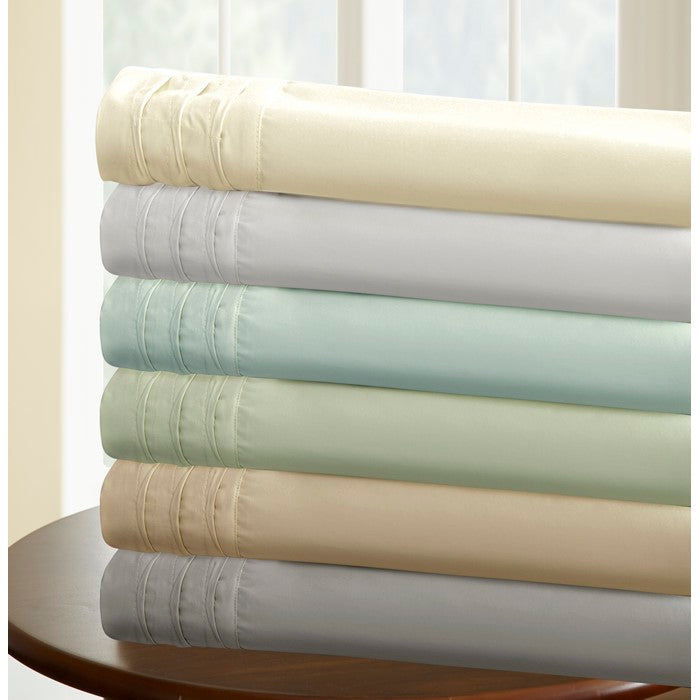 Asti 4 Piece 1000 Thread Count Pintuck Hem Full Size Sheet Set The Urban Port, Blue