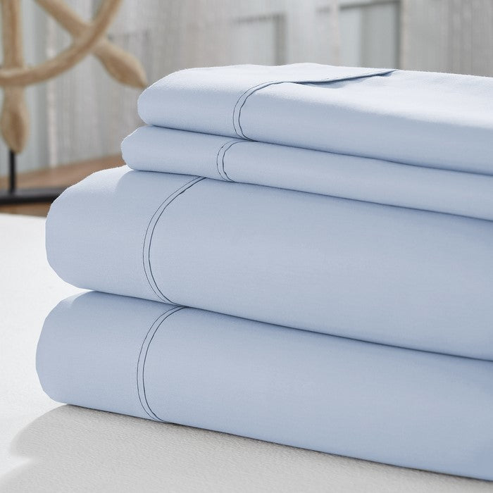 Como 4 Piece 1800 Thread Count Queen Size Cotton Sheet Set The Urban Port, Light Blue