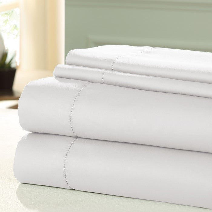 Nancy 4 Piece 1200 Thread Count King Size Cotton Sheet Set The Urban Port, White