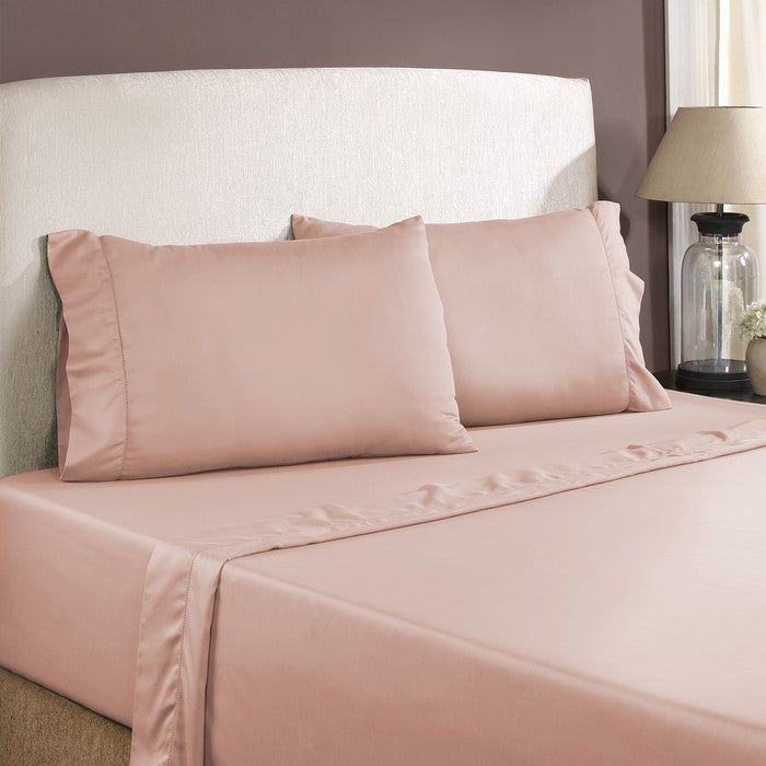 Nancy 4 Piece 1200 Thread Count California King Size Sheet Set The Urban Port, Pink