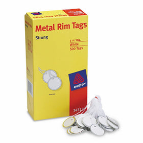 Avery 14313 Heavyweight Stock Metal Rim Tags,1 1/4 dia, White (Box of 500)