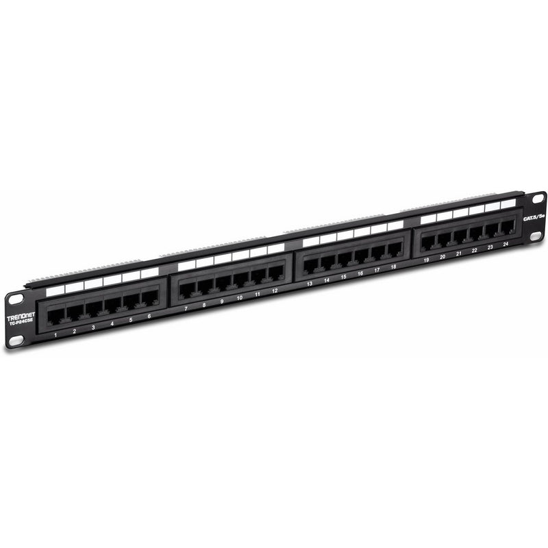 TRENDnet 24-Port Cat5/5e RJ-45 UTP Unshielded Wallmount or Rackmount Patch Panel, Certified 100Mhz Cat 5e, Krone Connectors, Color-Coded Labeling, TC-P24C5E