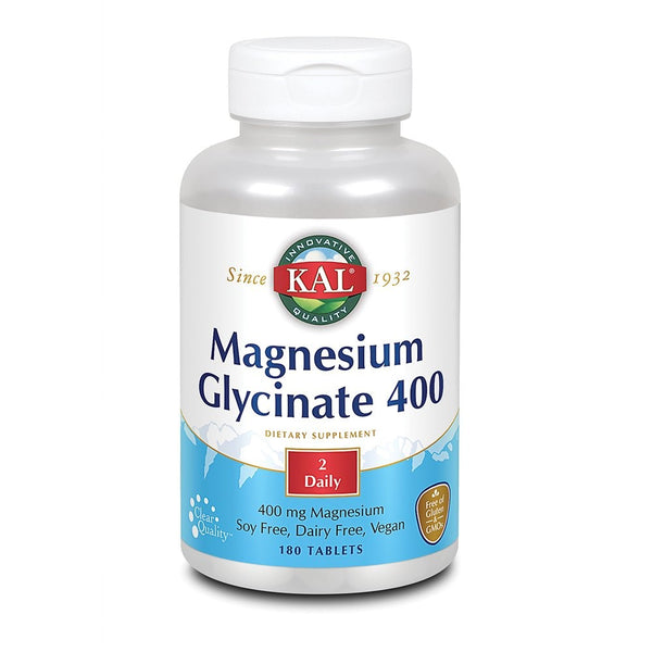 KAL Magnesium Glycinate 400 | Vegan, Chelated, Non-GMO, Soy, Dairy, and Gluten Free | 90 Servings