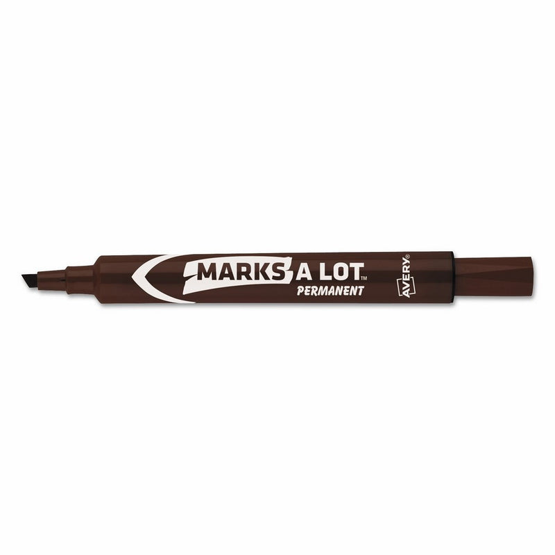 Avery 08881 MARK A LOT Large Desk-Style Permanent Marker, Chisel Tip, Brown (Pack of 12)