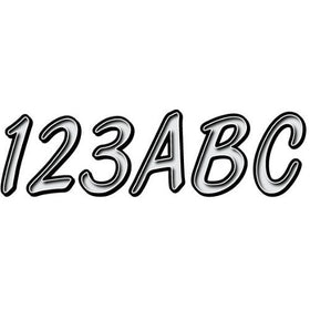 Hardline Products Series 400 Factory Matched 3-Inch Boat & PWC Registration Number Kit, Silver/Black