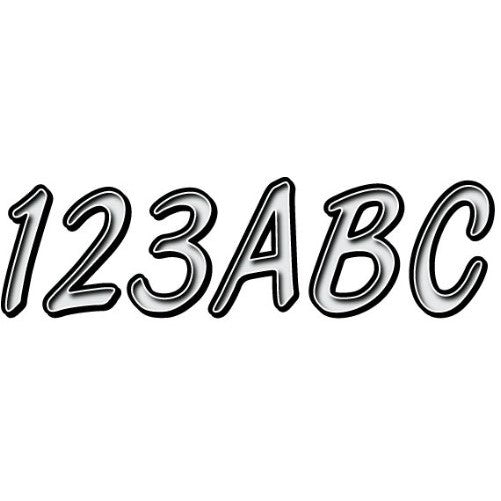 Hardline Products Series 400 Factory Matched 3-Inch Boat & PWC Registration Number Kit, Silver/Black