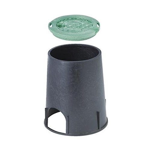 NDS 107BC Standard Series Round Valve Box Overlapping Cover-ICV, 6-Inch, Black/Green