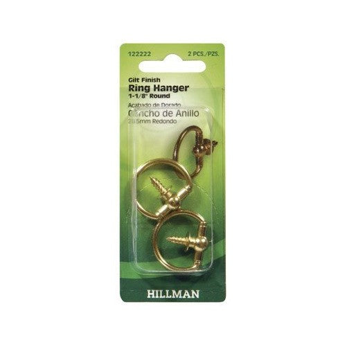 Hillman Round Ring Hanger Antique Brass Plated 1-1/8" Card