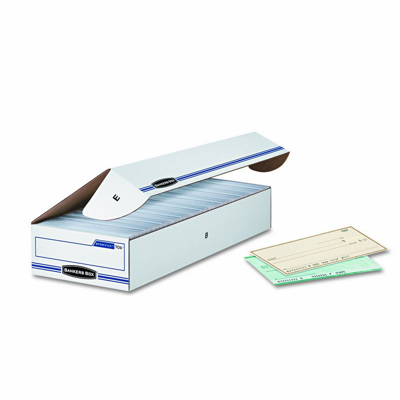 Bankers Box 00706 STOR/FILE Storage Box, Check, Flip-Top Lid, White/Blue (Case of 12)