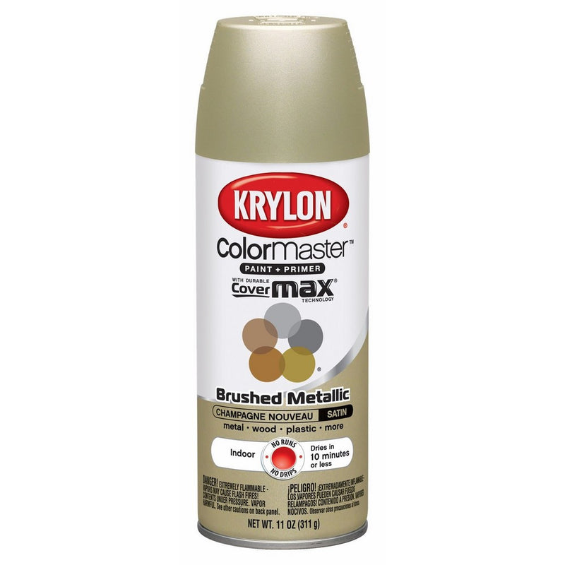 Krylon K05125300 Brushed Metallic Aerosol Spray Paint, 11-Ounce, Champagne Nouveau
