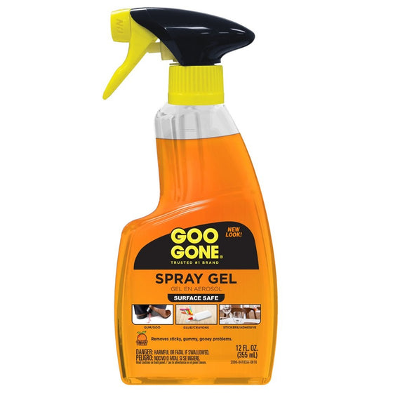 Goo Gone Original Spray Gel - Removes Chewing Gum Grease Tar Stickers Labels Tape Residue Oil Blood Lipstick Mascara Shoe Polish Crayon etc - 12 Ounce