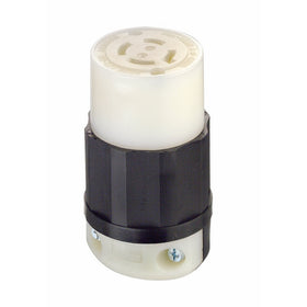 Leviton 2433 20 Amp, 480 Volt 3-phase, NEMA L16-20R, 3P, 4W, Locking Connector, Industrial Grade, Grounding - Black-White