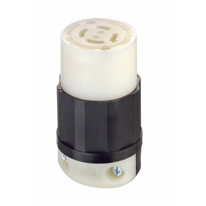 Leviton 2433 20 Amp, 480 Volt 3-phase, NEMA L16-20R, 3P, 4W, Locking Connector, Industrial Grade, Grounding - Black-White