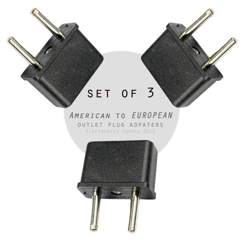 Ckitze EU-3PC American/Australian to European Outlet Plug Adapter - Set of 3
