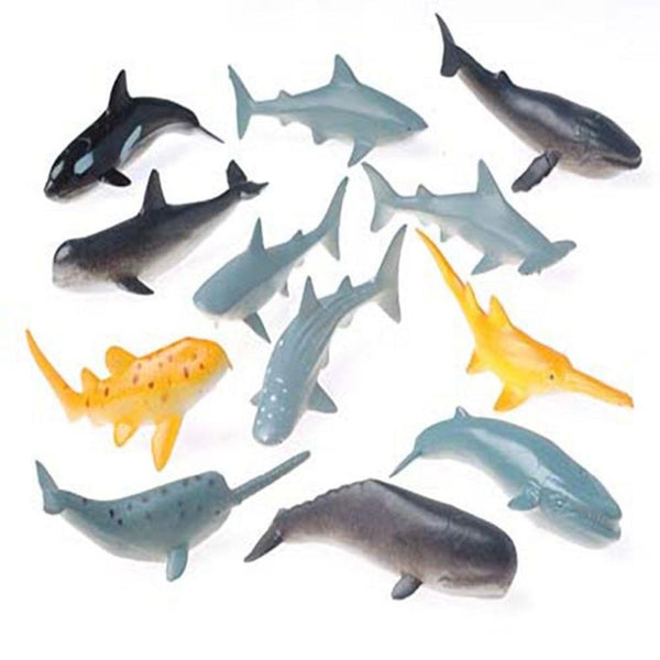 US Toy Lot of 12 Assorted Whale And Shark Toy Figure