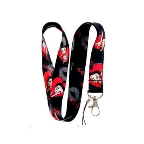 Betty Boop Red Heart and Kiss Lanyard Key Chain Holder
