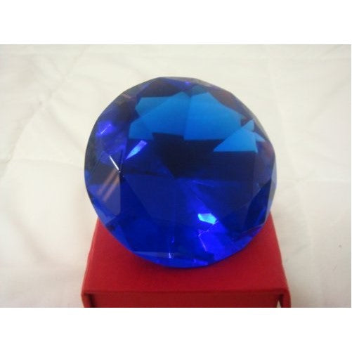 Mother's Day Special: Sapphire Blue Glass Crystal Diamond Shaped Paperweight 2.25''