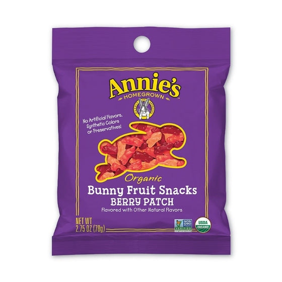 Annie's Organic Bunny Fruit Snacks, Berry Patch, 9 Large Pouches, 2.75 oz (Pack of 9)